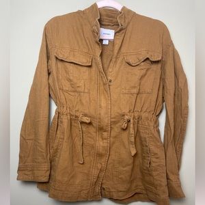 3 for $15 🦋 Old Navy Linen Blend Utility Jacket Adjustable Waist - Tan / Camel